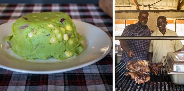 raditional Nyama Choma - grilled meat and Mukimo. 