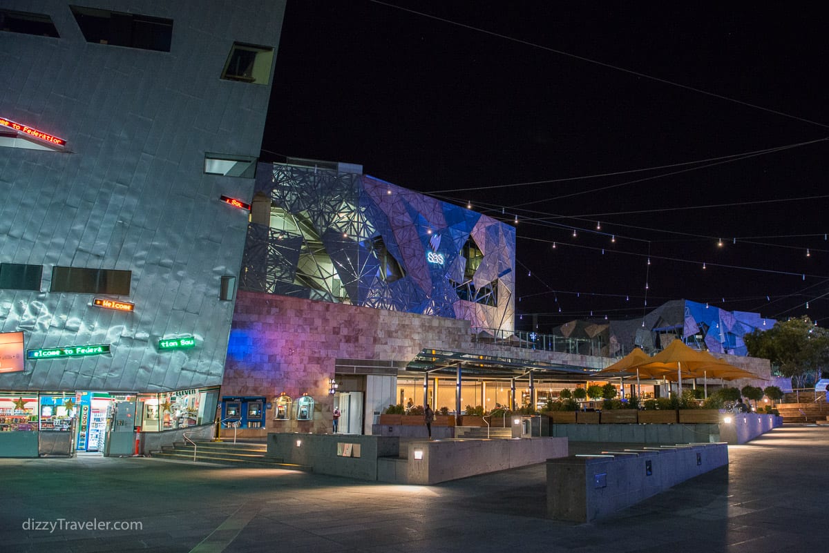 Federation Square in the center of Melbourne