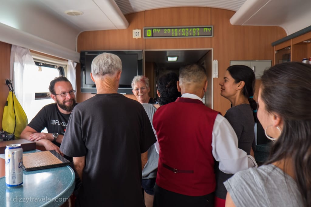 Socializing in the Restaurant car